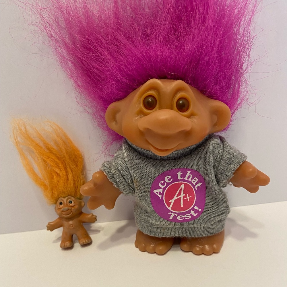 School Dayze Troll Doll Norfin Dam 1986 5" Red Hair Ace That Test free 1”yellow
